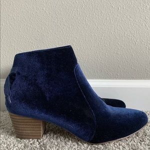 Booties blue velvet bow back below boots shoe
